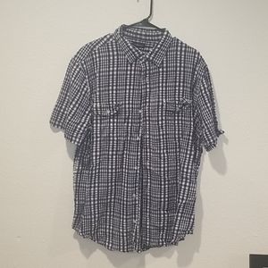 Blue and white plaid shirt